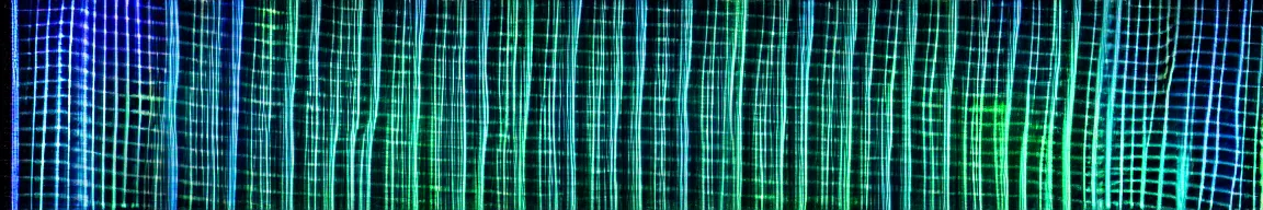 Prompt: abstract art representing data, glowing blue and green neon mesh on a deep black background