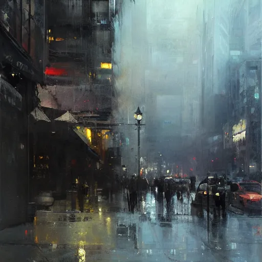 Image similar to a cityscape painting by jeremy mann