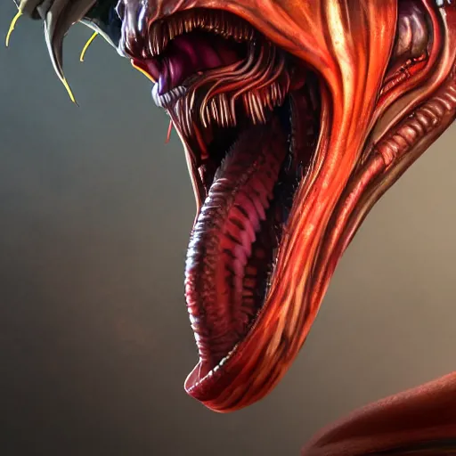 Image similar to a beautiful being licked by an xenomorph, highly detailed, photorealistic, artstation, smooth