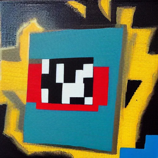 Prompt: space invader, oil and acrylic on canvas, high detail