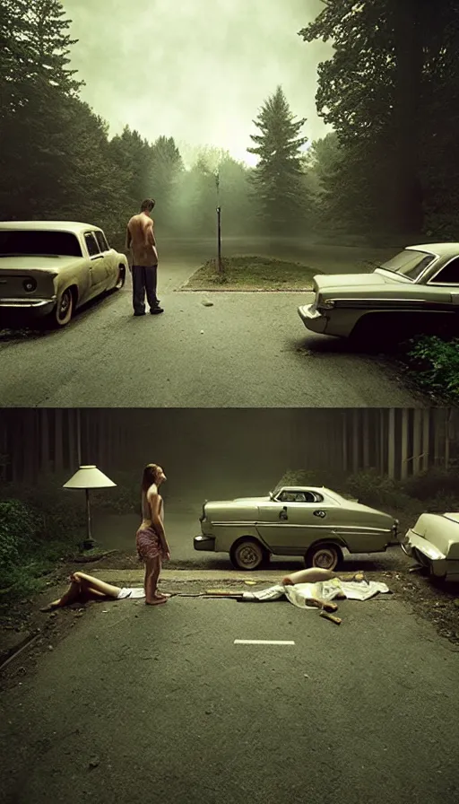 Image similar to the two complementary forces that make up all aspects and phenomena of life, by gregory crewdson