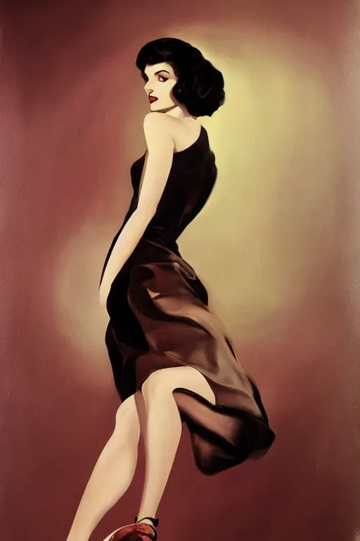 Image similar to painting of Audrey Horne by Rolf Armstrong