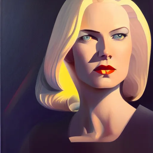 Prompt: a killian eng art deco style sci - fi blonde swedish woman as a pilot, oil on canvas, smooth, sharp focus, vibrant volumetric dark natural light, dark enlightenment, alchemy, albedo.