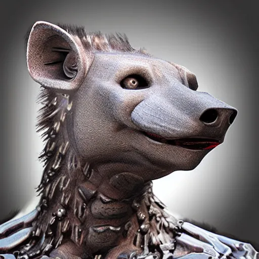 Image similar to cybernetic hyena realistic photo, cyborg hyena real