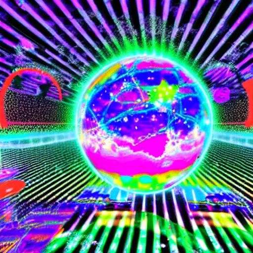 Prompt: a disco themed virtual trippy world