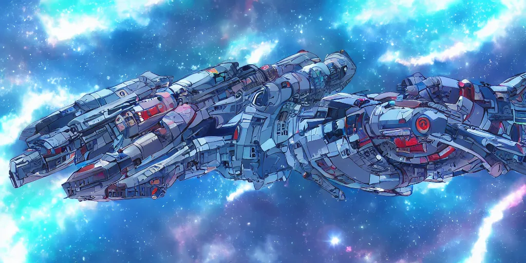 Prompt: Tardigrade shaped space ship in space, Hyper detailed, Anime, Gurren Lagan, 4k, Illustration