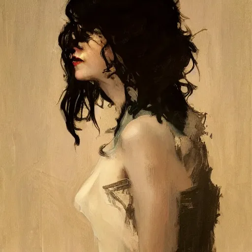 Prompt: jennifer connolly as john snow, intricate, elegant, highly detailed, greg manchess, mucha, liepke, ruan jia, jeffrey catherine jones, ridley scott