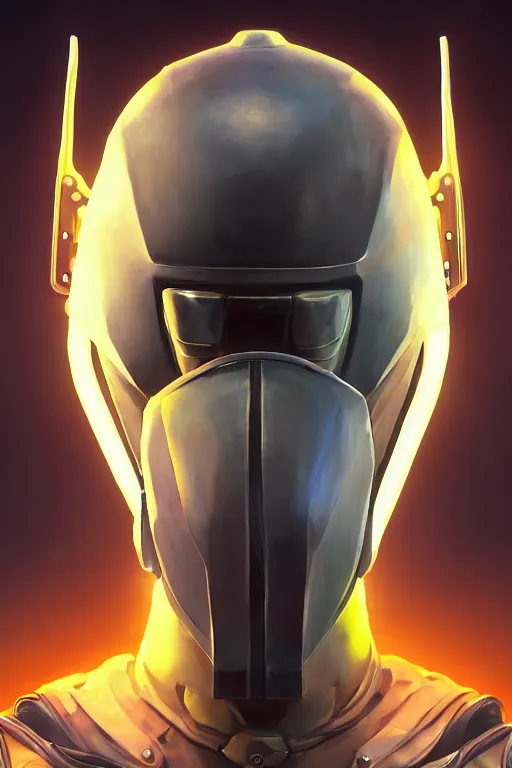 Image similar to epic mask helmet robot ninja portrait stylized as fornite style game design fanart by concept artist gervasio canda, behance hd by jesper ejsing, by rhads, makoto shinkai and lois van baarle, ilya kuvshinov, rossdraws global illumination radiating a glowing aura global illumination ray tracing hdr render in unreal engine 5