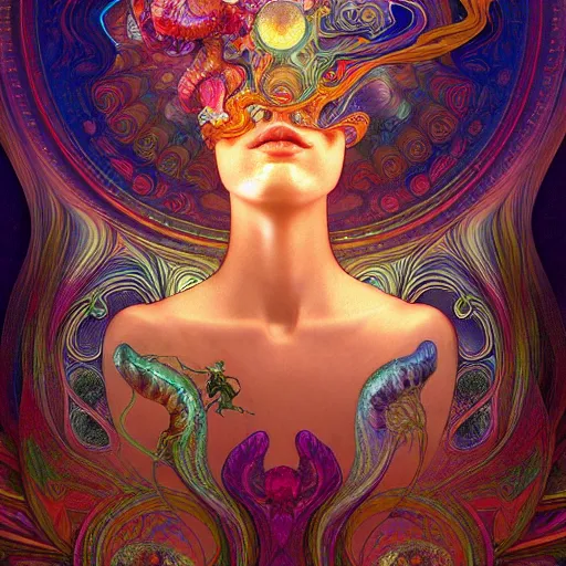 Image similar to An extremely psychedelic liquid marble ultra light, surreal, dramatic lighting, magic mushrooms, psilocybin, LSD, face, detailed, intricate, elegant, lithe, highly detailed, digital painting, artstation, concept art, smooth, sharp focus, illustration, art by Krenz Cushart and Artem Demura and alphonse mucha