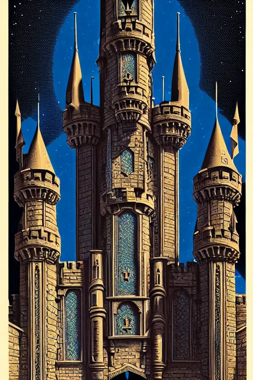 Prompt: ornate open gateway into a majestic castle, high details, intricately detailed, by vincent di fate, inking, 3 color screen print, masterpiece, trending on artstation,, sharp, details, hyper - detailed, hd, 4 k, 8 k