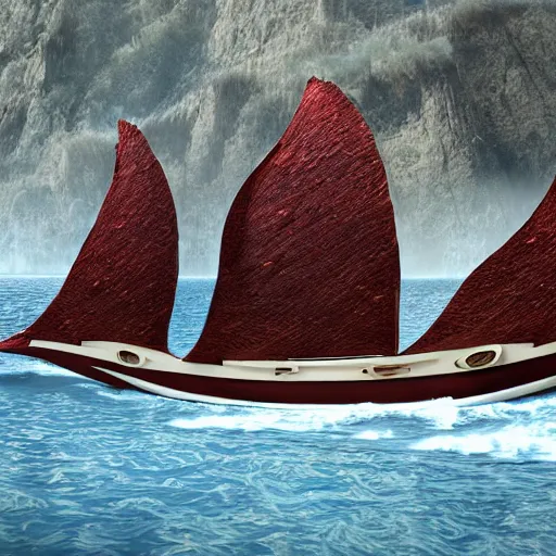 Prompt: a boat designed to look like a dragon, realistic, 8 k, very detailed