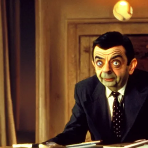 Image similar to rowan atkinson playing mr. bean as a cute humanoid fox