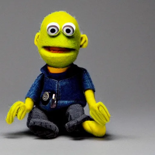 Image similar to jesse pinkman as a muppet. highly detailed felt. hyper real photo. 4 k.
