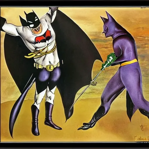 Prompt: batman and robin by salvador dali