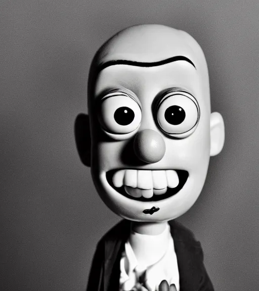 Image similar to professional photograph of a portrait of Mr Meeseek from Rick and Morty, black and white, studio lighting, highly detailed