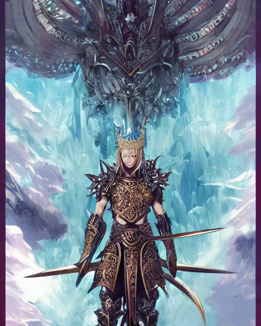 Image similar to an anime portrait of a knightly merfolk from magic the gathering wearing a ornate detailed armor and an atlantean crown, from skyrim, by stanley artgerm lau, wlop, rossdraws, james jean, andrei riabovitchev, marc simonetti, and sakimichan, trending on artstation