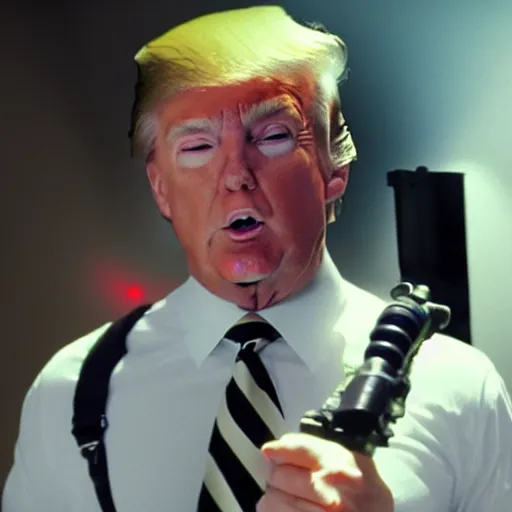 Image similar to stunning awe inspiring donald trump as a ghostbuster, movie still 8 k hdr atmospheric lighting