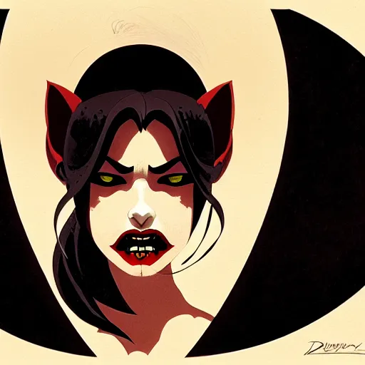 Image similar to beautiful vampire queen with fangs, symmetrical face, evil, portrait, cinematic, dramatic, powerful, super detailed and intricate, by koson ohara, by darwyn cooke, by greg rutkowski, by satoshi kon