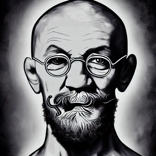 Image similar to conor mcgregor as mahatma gandhi, hindi art, digital art