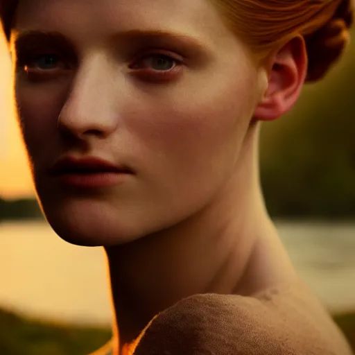 Prompt: photographic portrait of a stunningly beautiful english renaissance female in soft dreamy light at sunset, beside the river, soft focus, contemporary fashion shoot, in a robert eggers movie, by edward robert hughes, annie leibovitz and steve mccurry, david lazar, jimmy nelsson, extremely detailed, breathtaking, hyperrealistic, perfect face, octane render