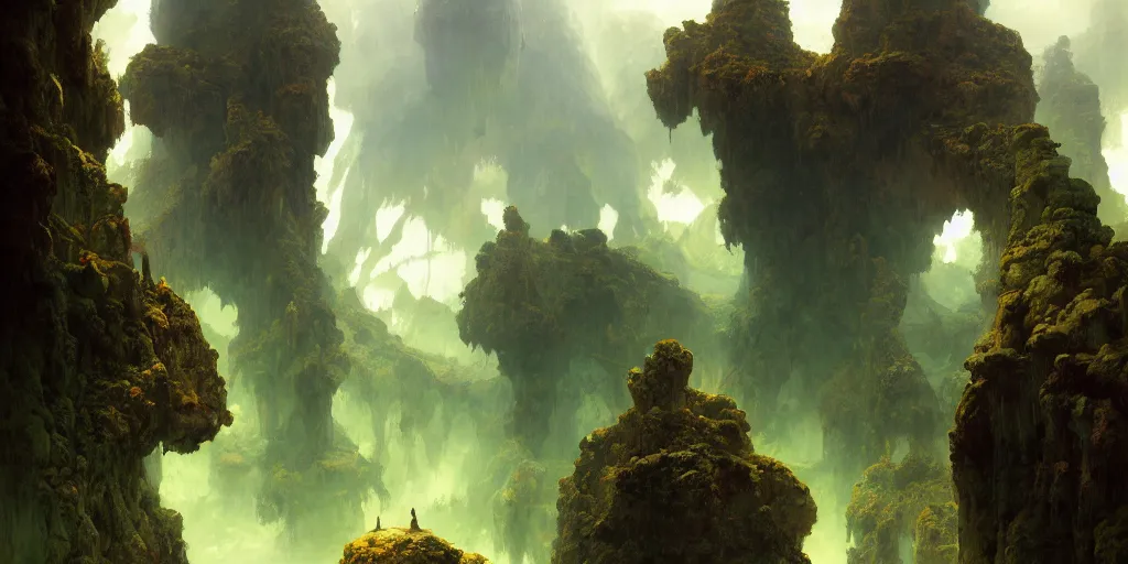 Image similar to bytopia planescape huge cave clouds made of green earth inverted upsidedown mountain artstation illustration sharp focus sunlit vista painted by ruan jia raymond swanland lawrence alma tadema zdzislaw beksinski norman rockwell tom lovell alex malveda greg staples