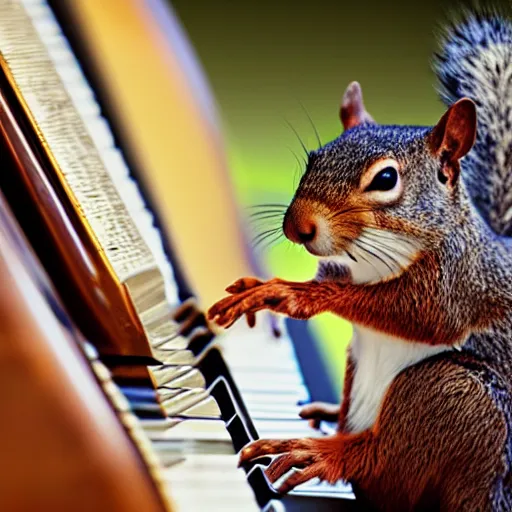 Prompt: squirrel playing the piano