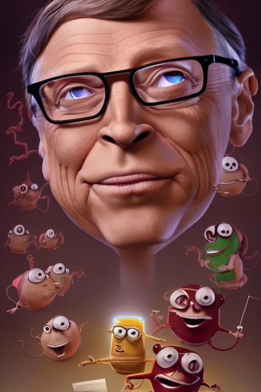 Image similar to bill gates face bill gates as the california raisins, hyper detailed, digital art, artstation, cinematic lighting, studio quality, smooth render, by peter mohrbacher, hajime sorayama, wayne barlowe, boris vallejo, aaron horkey, gaston bussiere, craig mullins