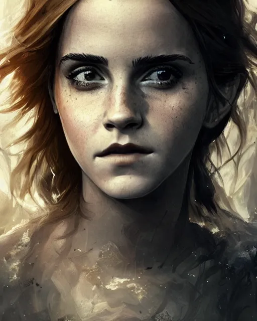 Image similar to emma watson as a fairy, hyper realistic face, beautiful eyes, fantasy art, in the style of greg rutkowski, intricate, hyper detailed, smooth