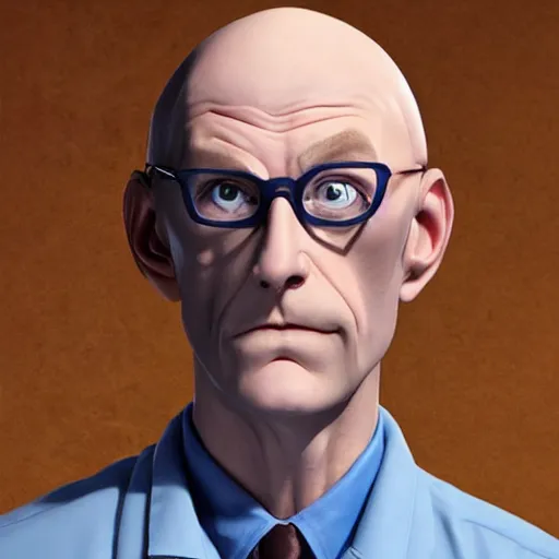 Image similar to A middle-aged Dr. Venture in real life with a hooked nose, a long gaunt face and skinny body and neck, very thin and bald, realistic, very realistic, hyperrealistic, highly detailed, very detailed, extremely detailed, detailed, digital art, oil painting, trending on artstation, headshot and bodyshot, detailed face, very detailed face, extremely detailed face, HD Quality, 8k resolution, very very detailed face, real life