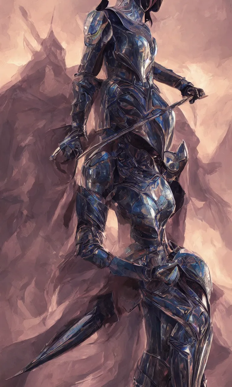 Image similar to women in medieval armor sauron wearing a triadic chrome shading suit, elegant, digital painting, concept art, smooth, sharp focus, vivid color hues, illustration, iridescence, by ruan jia and mandy jurgens and artgerm and william - adolphe bouguerea