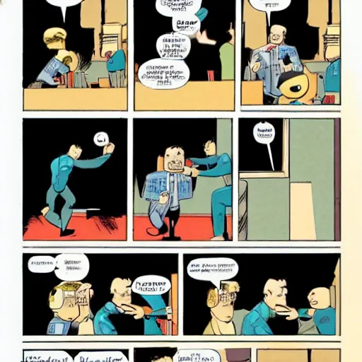 Image similar to unique comic book page layout in the style of Chris Ware