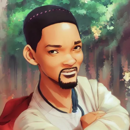 Image similar to will smith anime style, artwork by cushart, krenz, studio ghibli