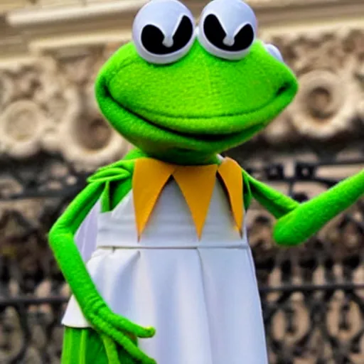 Image similar to Kermit the Frog as the pope