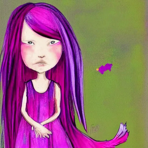 little girl with eccentric pink hair wearing a dress | Stable Diffusion |  OpenArt
