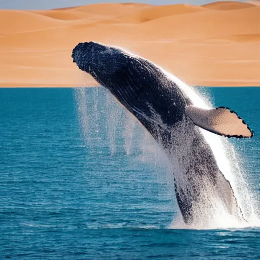 Image similar to giant whale swimming in sand dunes, photography