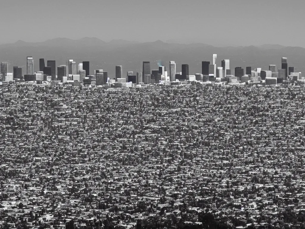 Image similar to “A black and white 90mm photo of Los Angeles”