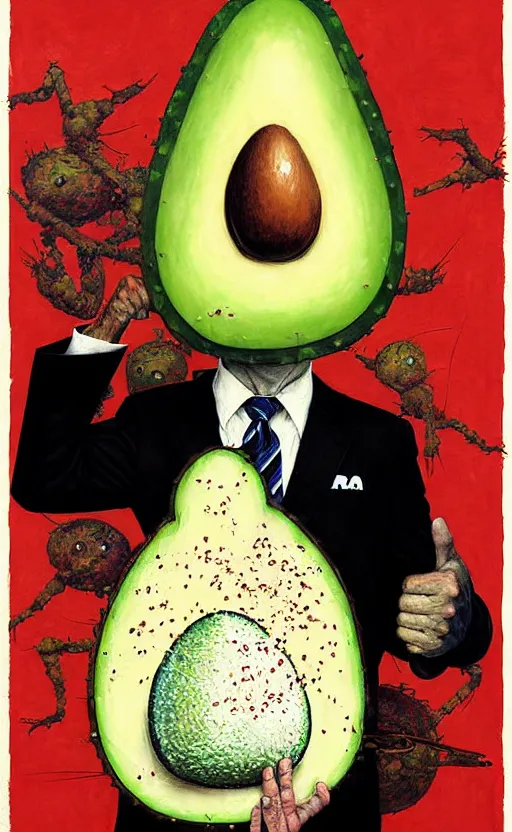 Image similar to joe biden avocado painting propaganda poster by chiara bautista, beksinski and norman rockwell and greg rutkowski weta studio, and lucasfilm