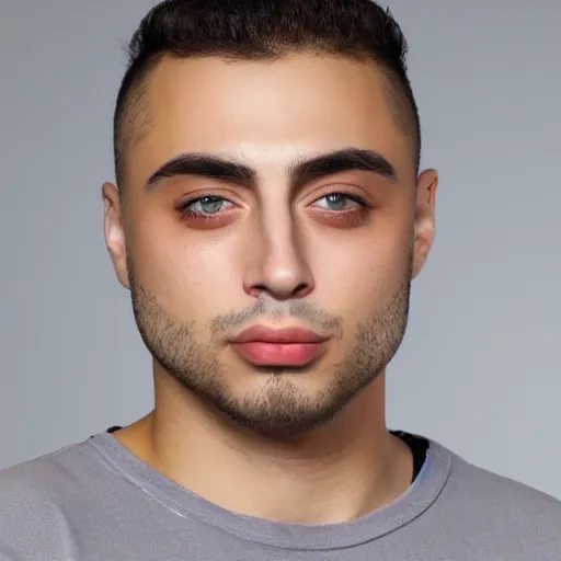 Image similar to a closeup shot of handsome mizkif from twitch, photorealism, 8k