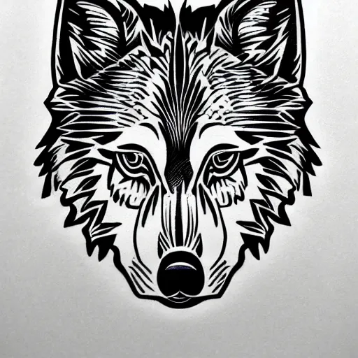 Image similar to tattoo stencil. pencil line drawing, black and white vector, wolf