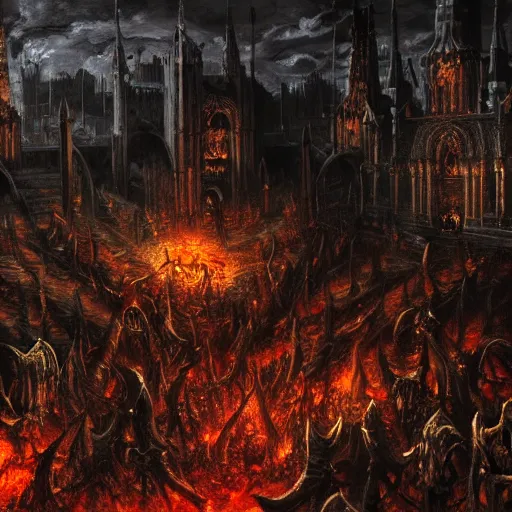 Prompt: a religious scene, chaos, night, rot, blood, epic art, dark souls, highly detailed, intricate background