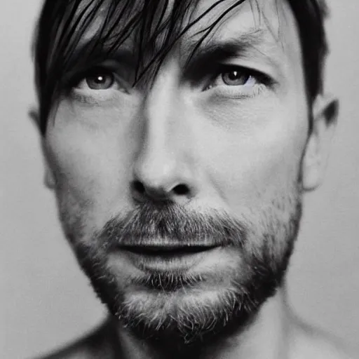Prompt: thom yorke singer songwriter clean face 1 9 9 5, ultrafine detail, hyper realistic face, beautiful eyes, associated press photo, eyes reflecting into eyes reflecting into infinity