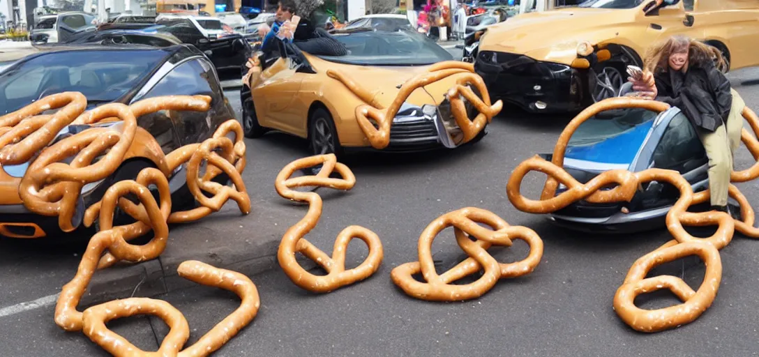 Image similar to A pretzel shaped car