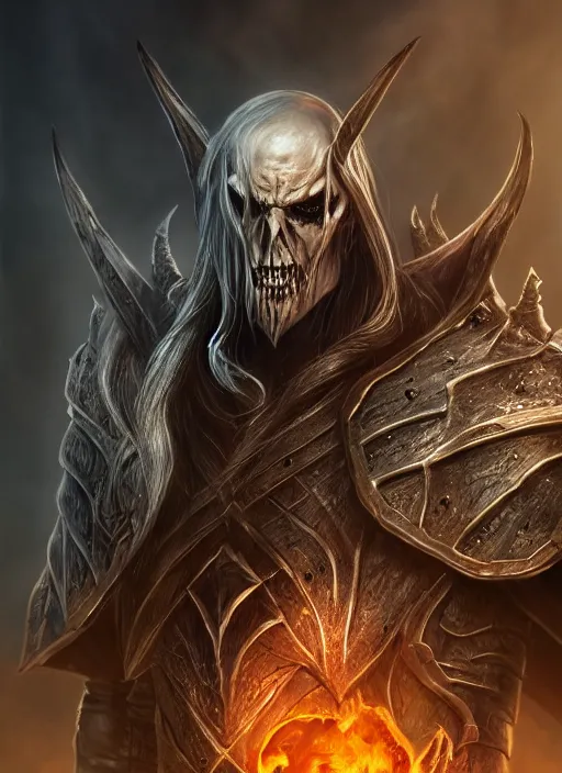 Image similar to death knight, ultra detailed fantasy, elden ring, realistic, dnd character portrait, full body, dnd, rpg, lotr game design fanart by concept art, behance hd, artstation, deviantart, global illumination radiating a glowing aura global illumination ray tracing hdr render in unreal engine 5