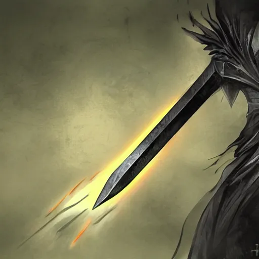 Image similar to an evil black sword on a blank background. diagonal composition ( concept art, magic the gathering illustration )