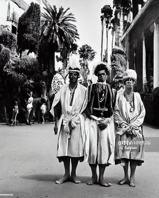 Prompt: Award winning reportage photo of Monegasque Natives with incredible hair wearing traditional garb by Garry Winogrand and Dian Arbus, 85mm ND 5, perfect lighting, gelatin silver process