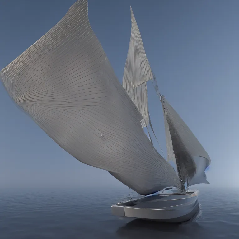Prompt: octane render portrait by wayne barlow and carlo crivelli and glenn fabry, a futuristic sailboat with sails made out of clear iridescent plastic, cinema 4 d, ray traced lighting, very short depth of field, bokeh