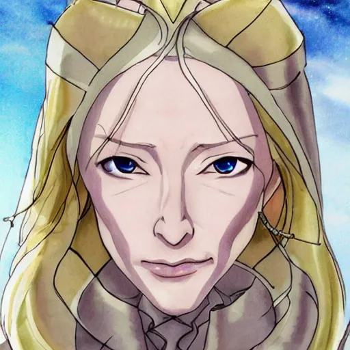 Image similar to cate blanchett as galadriel in anime style