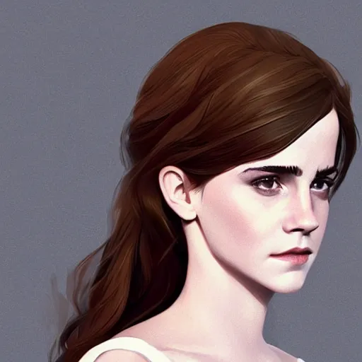 Prompt: emma watson, concept art, animation, elegant, 2d, ultra highly detailed, digital painting, smooth, sharp focus, artstation, art by Ilya Kuvshinov