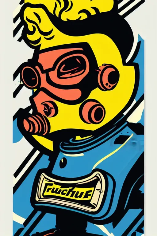 Image similar to fallout 7 6 retro futurist illustration art by butcher billy, sticker, colorful, illustration, highly detailed, simple, smooth and clean vector curves, no jagged lines, vector art, smooth andy warhol style