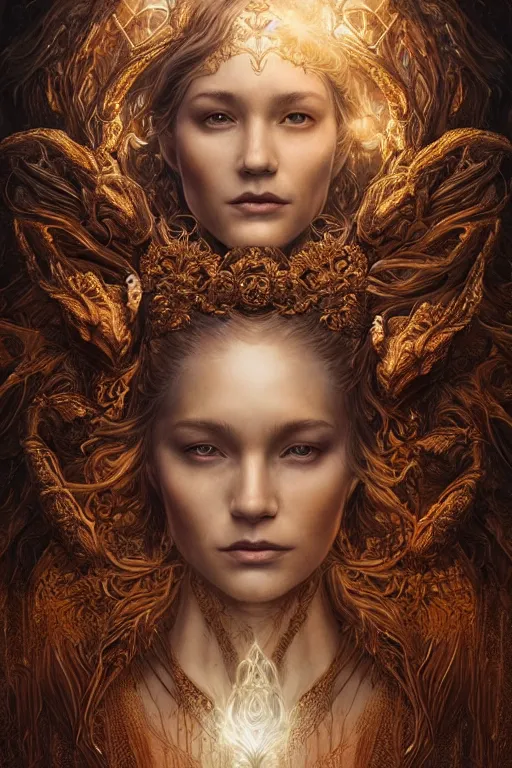 Prompt: majestic and regal portrait of a beautiful young female earth goddess!!, intricate, epic, elegant, menacing, fantasy, highly detailed, digital painting, hard focus, beautiful volumetric lighting, epic light, ultra detailed, souls, smoke, by leesha hannigan, ross tran, thierry doizon, kai carpenter, ignacio fernandez rios